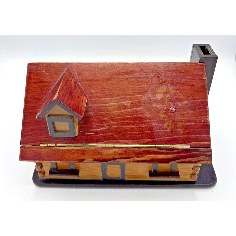 Vintage Cabin Sewing Box/Stash Box/Bank 10”X6.5”X6.5” AA Importing, Taiwan